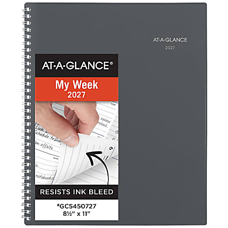 AT-A-GLANCE® DayMinder® 2027 Weekly Monthly Planner, Gray, Large, 8 1/2" x 11"