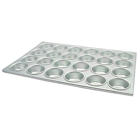 Winco 24-Cup Aluminum Muffin Pan, 2-3/4" Holes, Silver