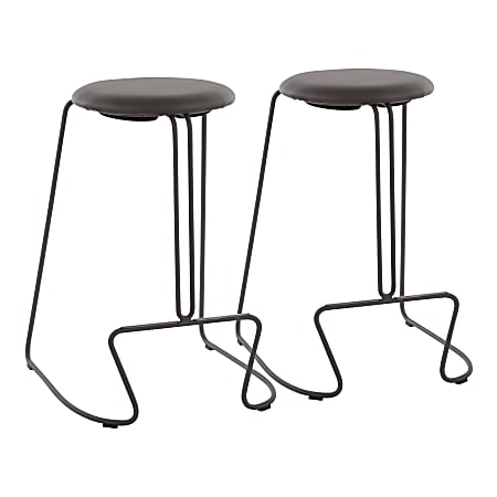 LumiSource Finn Counter Stools, Gray Seat/Gray Frame, Set Of 2 Stools