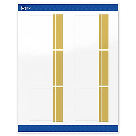 Avery® Print-To-The-Edge Labels & Sure Feed®, S00-DKG-PRWGP10, 3" x 3", Glossy White, Preprinted Double Dipped Gold Edge Design, Pack Of 60