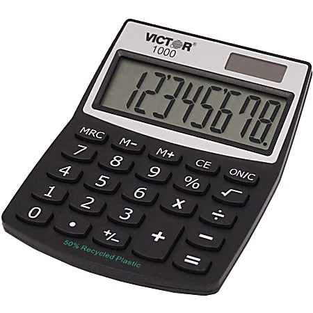 Solar Powered Desk Calculator Angled 8 Digit New Old Stock 