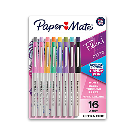 Paper Mate Flair Felt Tip Pens Ultra Fine Point mm Gray Barrel