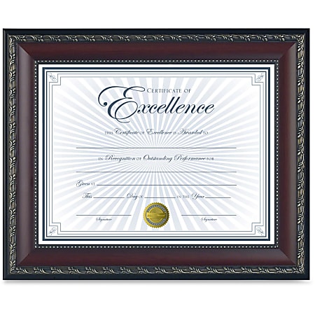 Dax Burns Group Gold Accent World Class Document Frame - 11" x 8.50" Frame Size - Rectangle - Desktop - Vertical, Horizontal - 1 Each - Walnut, Gold, Taupe