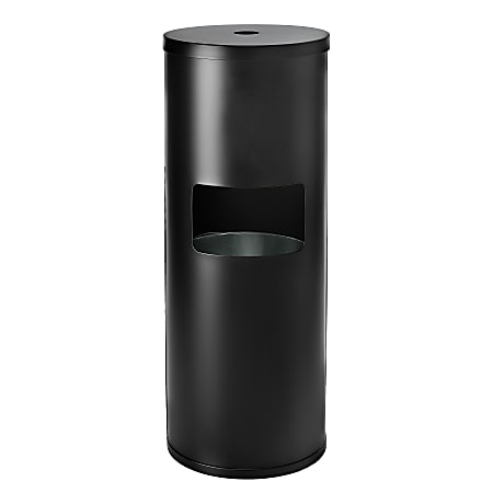 Gritt Commercial Floor Stand Wet Wipe Dispenser Station, With 7-Gallon Built-In Trash Can, Black/Silver