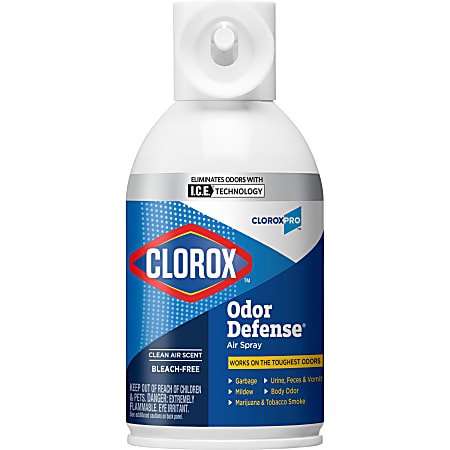 CloroxPro™ Odor Defense Wall Mount Refill - Aerosol - 6 fl oz (0.2 quart) - Clean Air - 30 Day - 1596 / Pallet - Odor Neutralizer, Long Lasting, Bleach-free