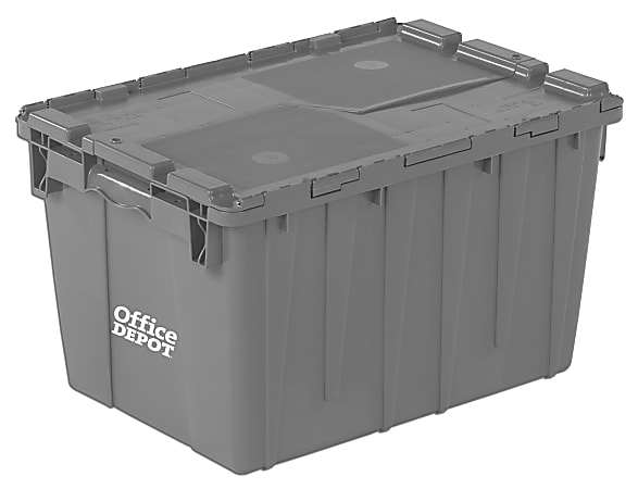Office Depot® Brand Attached-Lid Storage Container, 12"H x 15"W, x 21"D, Gray