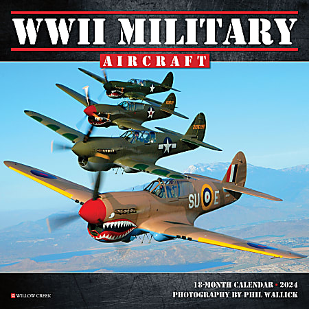 2024 Willow Creek Press Scenic Monthly Mini Wall Calendar, 7” x 7”, WWII Military Aircrafts, January To December