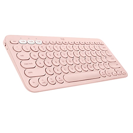 Logitech K380 Multi device Bluetooth Keyboard Wireless Connectivity  Bluetooth 32.81 ft English Computer Smartphone Tablet Notebook Apple TV  iPad iPhone AAA Battery Size Supported Rose - Office Depot