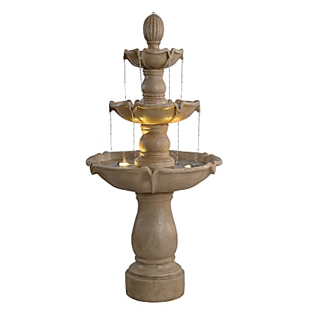 Kenroy Home Plantation Outdoor Floor Fountain, 62"H x 30"W x 30"D, Sandstone