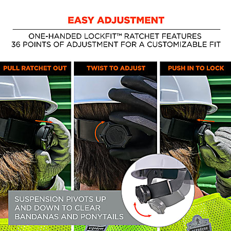 Ergodyne Skullerz 8967 Hard Hat - Class E, 6-Point Ratchet, Lightweight HDPE Shell