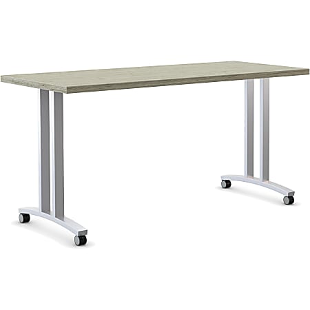 Special-T Structure Series T-Leg Table Base - Powder Coated T-shaped, Metallic Silver Base - 2 Legs - 112 lb Capacity - Assembly Required - 2 / Set