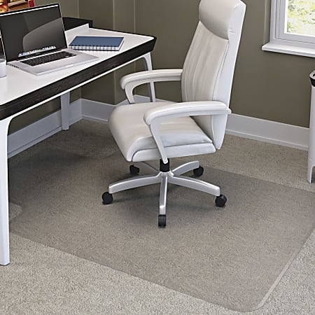 Deflecto RollaMat 36" x 48" w/lip-Medium Pile - Carpeted Floor - 48" x 36"- Lip Size 10" x 19"- Rectangular - Textured - Virgin Vinyl - Clear - 1 Each