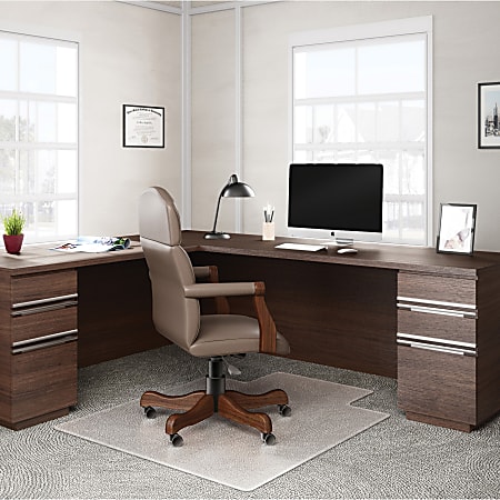 deflecto RollaMat Chairmat - Home, Office, Carpet - 60" Length x 46" Width - Lip Size 12" Length x 25" Width - Rectangle - Textured - Vinyl - Clear