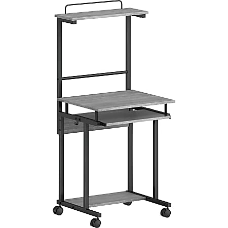 NuSparc 2-Shelf Computer Mobile Workstation, 53-1/2”H x 23-7/10”W x 20-7/10”D, Weathered Charcoal