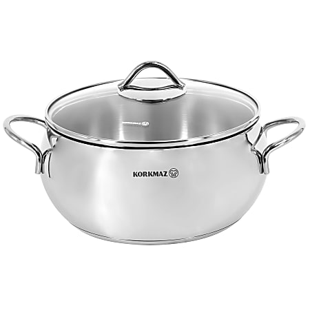 Korkmaz Tombik Stainless Steel Casserole Dish, 7.1L, Polished Silver