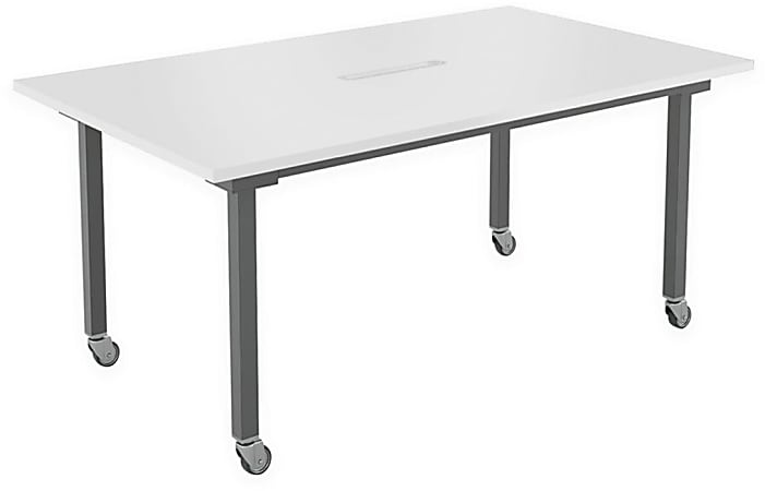 VARI Rectangular Conference Table, 30-1/2"H x 72"W x 42"D, White/Slate