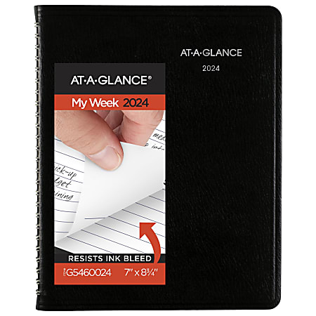 2024 AT-A-GLANCE® DayMinder Executive Weekly/Monthly Planner With Notes, 7" x 8-3/4", Black, January To December 2024, G54600