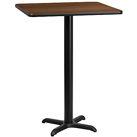 Flash Furniture Laminate Square Table Top With Bar-Height Table Base, 43-1/8"H x 30"W x 30"D, Walnut/Black