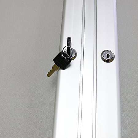 a 24” x 36” Enclosed Gr Tack Bulletin Board with a Locking Satin Aluminum Frame 