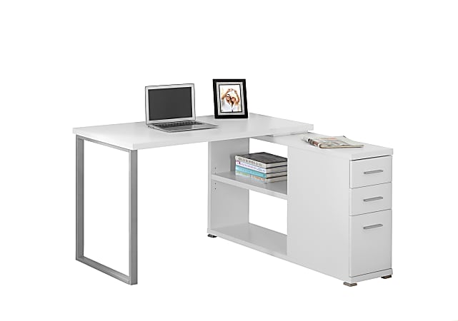 Monarch Specialties Left or Right Facing Corner Desk With Storage, White