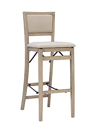 Linon Baker Pad Back Folding Bar Stool, Gray Wash/Beige