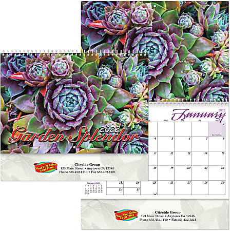 Custom 13-Month Wall Calendar, 11”W x 9-1/2”D, Garden Splendor, December 2021 To December 2022, D40680FC