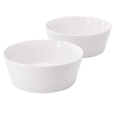 Gibson Home 2-Piece Round Fine Ceramic Side Bowl Set, 6-3/4", White