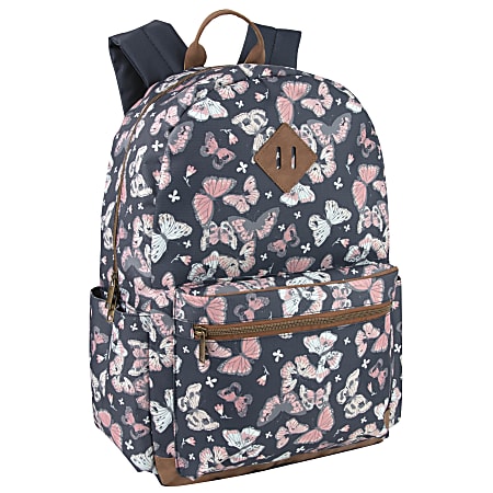 MADISON & DAKOTA Butterfly Backpack With 15” Laptop Sleeve, 17-1/2”H x 12”W x 5-3/4”D, Gray
