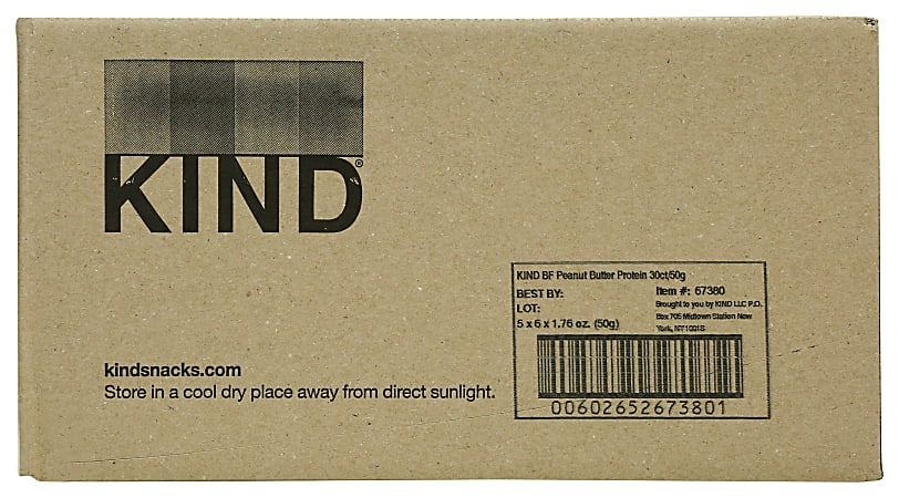 KIND Protein Snack Bars, Peanut Butter, 1.76 Oz, Total Qty 30