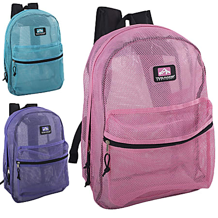 Trailmaker Mesh Backpacks With Zip Front Pockets, Girls', Assorted Colors, Pack Of 24 Backpacks