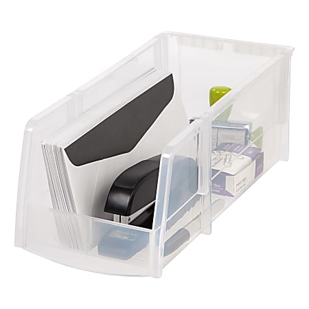 IRIS Large Storage Bins 13 x 6 x 5 Clear Pack Of 8 Bins - Office Depot