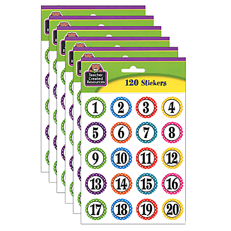 Teacher Created Resources® Stickers, Polka Dots Numbers, 120