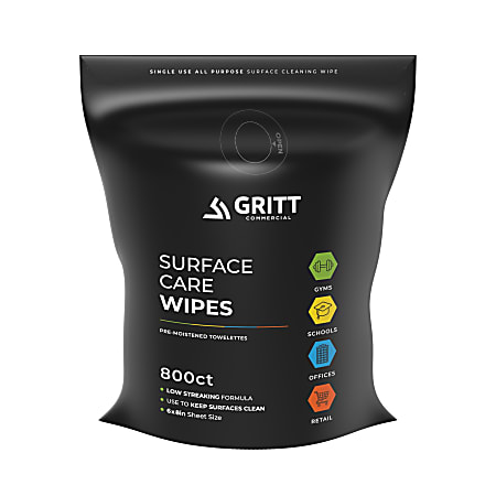 Gritt Commercial Surface Care Wipes, 6" x 8", Roll Of 800 Wipes