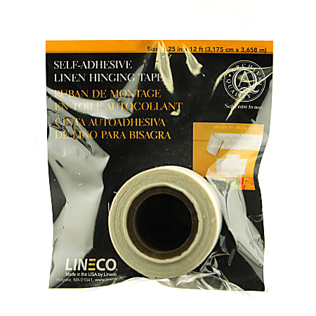 Lineco Self-Adhesive Linen Hinging Tape, 1 1/4" x 12', White