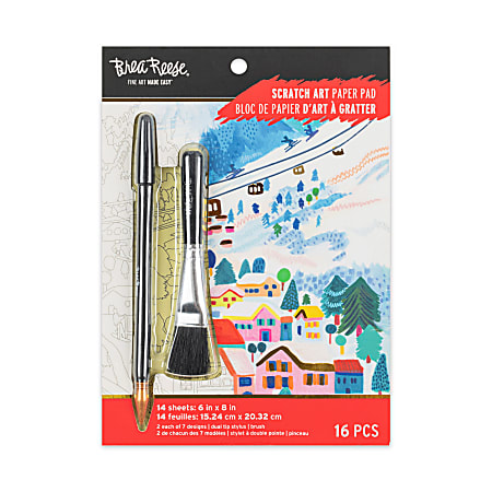 Brea Reese Scratch Art Paper Pad, 6" x 8", 14 Sheets, Winterscapes