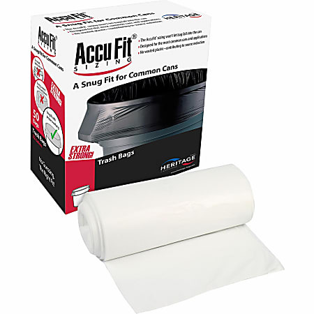 Heritage Accufit RePrime Trash Bags - 23 gal Capacity - 28"x 45" - 0.90 mil (23 Micron) Thickness - Low Density - H5645TCRC1CT