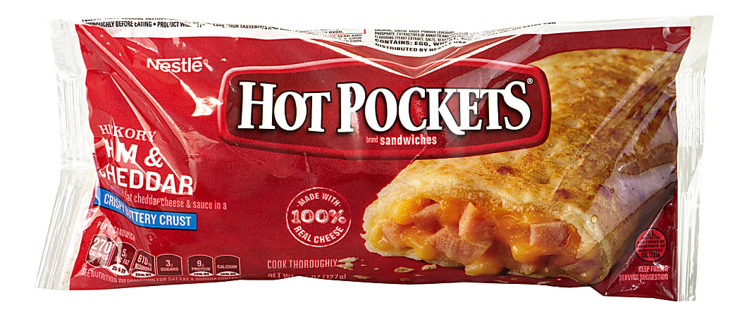 Hot Pockets Hickory Ham & Cheddar Cheese Sandwiches, 4.5 Oz, Box Of 17 Sandwiches