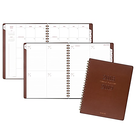 AT-A-GLANCE® Signature Collection™ 13-Month Academic Weekly/Monthly Planner, 8 3/4" x 11", Brown, July 2018 To July 2019