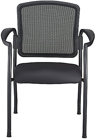 WorkPro® Spectrum Series Mesh/Vinyl Stacking Guest Chair With Antimicrobial Protection, With Arms, Black, Set Of 2 Chairs, BIFMA Compliant