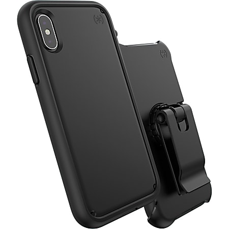 Speck Presidio ULTRA Carrying Case (Holster) for Apple iPhone X, iPhone Xs - Black - Impact Absorbing, Anti-slip, Scratch Resistant, Shatter Resistant, Dust Resistant Port, Dirt Resistant Port, Drop Resistant, Temperature Resistant, Chemical Resistant