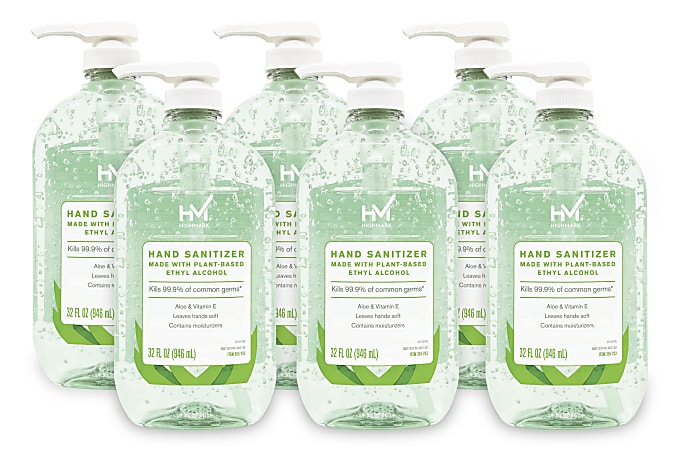 Highmark® Hand Sanitizer With Aloe, Floral Scent, 32 Oz, Green, Case Of 6 Bottles