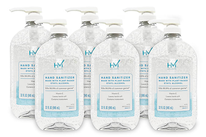Highmark&reg; Original Hand Sanitizer, Fresh Scent, 32 Oz, Clear, Case Of 6 Bottles