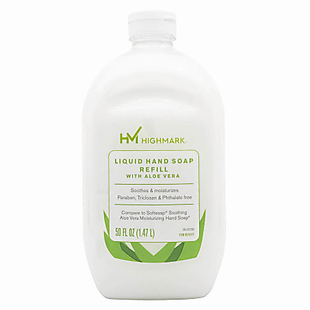 Highmark&reg; Aloe Liquid Hand Soap, Floral Scent, 50 Oz Refill Bottle, White