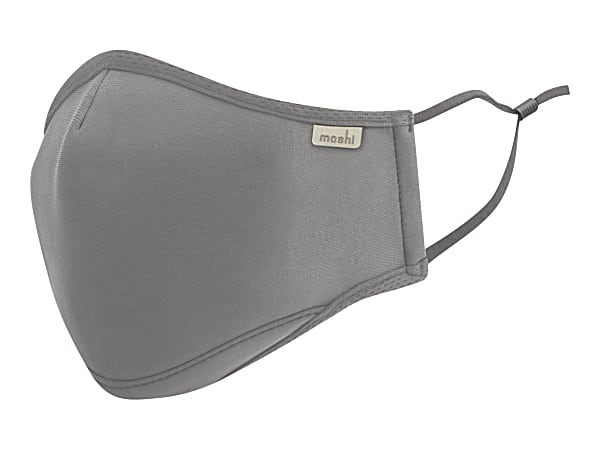 Moshi OmniGuard Safety Mask - Recommended for: Face - 5-layered, Anti-bacterial, Long Lasting, Washable, Reusable, Adjustable, Earloop Style Mask, Comfortable, Breathable, Water Resistant, Cushioned, ... - Medium Size - Space Gray