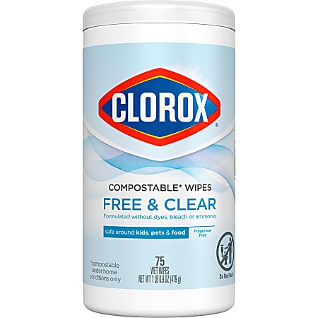 Clorox Free & Clear Cleaning Wipes, 75 Wipes Per Canister
