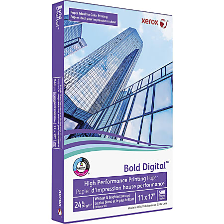Xerox® Bold™ Multi-Use Printer & Copy Paper, 1 Ream, White, Ledger (11" x 17"), 500 Sheets Per Ream, 24 Lb, 98 Brightness
