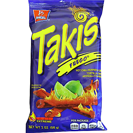 Takis Fuego Rolled Tortilla Chips Hot Chili Pepper Lime 1 1.98 oz
