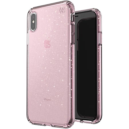 Speck Presidio Clear + Glitter iPhone Xs Max Case - For Apple iPhone Xs Max - Embedded, Glitter Crystals - Bella Pink With Gold Glitter - 117112-6603
