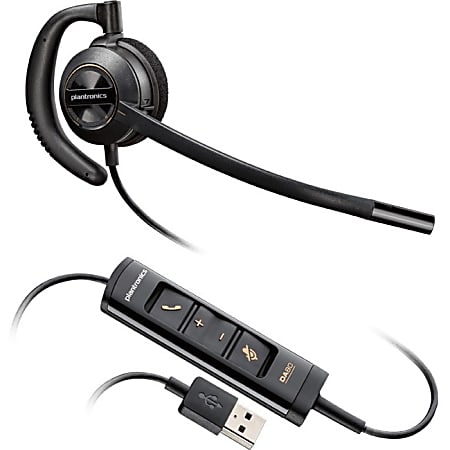 Plantronics Corded Headset with USB Connection - Mono - USB - Wired - Over-the-ear - Monaural - Supra-aural - Noise Canceling