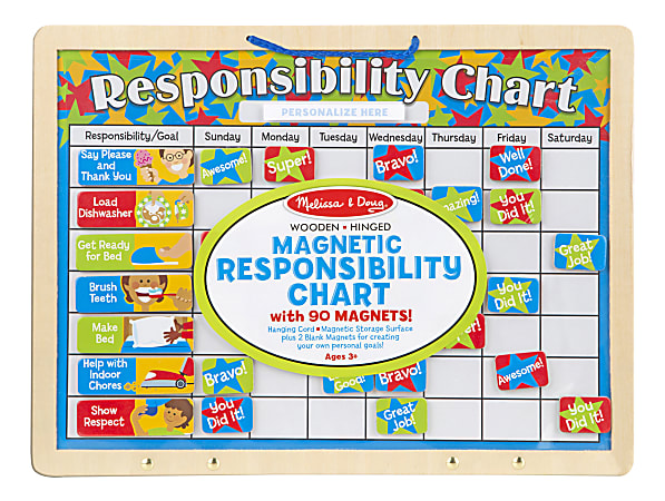 Melissa & Doug Responsibility Magnetic Chart Board, 16" x 25", Multicolor